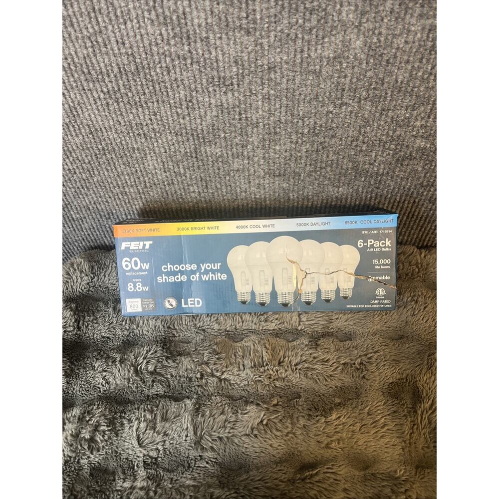 Feit Electric Light Bulbs 60W Replacement 5-CCT LED A19 LED 6-pack Dimmable